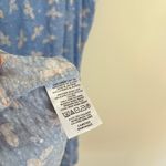 Loft NEW Linen Bee Print Smocked Square Neck Flutter Short Sleeve Top Blue Photo 8