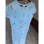 Vintage Stamp Floral Maxi Dress Garden Summer Spring 100 Cotton Boho Lightweight Blue Size M Photo 4