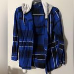 Uk2la Womens  Blue Hooded Plaid Shirt Photo 0