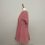 Lane Bryant Top Tunic Faux Wrap Flutter Sleeve Shimmery Metallic Pink Gold Photo 4