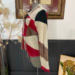 Vntg Karen Arnold Patchwork Leather Jacket Red Cream Colorblock Y2K Photo 6