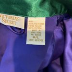 Victoria's Secret  Gold Label Robe Purple Satin‎ Kelly Green Trim Belted Size M/L Photo 5