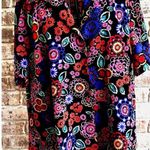Elementz VTG  Blouse Woman 1X Black Floral Shirt Button Short Sleeves Psy… Photo 0