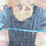 Gap  Womens Milkmaid Smocked Denim Dress Size Medium Coquette Front Tie Classic Photo 4