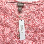 Chico's Chico’s Gauzy Tie Front 3/4 Sleeve Aztec Print Boho Popover Blouse in Watermelon Photo 9