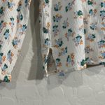 Democracy  Boho Floral Embroidered Peasant Top Large White Long Sleeve Blouse Photo 2