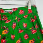 Vintage NAF NAF Green/Pink Floral Cut Off Denim Jean Shorts Size 40 Medium Green Photo 2
