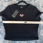 True Religion  Baby Tee Womens XL Black Crop Top Rib Logo Y2K Streetwear Baddie Photo 6