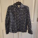 Rafael Essential navy long sleeve eyelet geo print cotton blue collar shirt L Size L Photo 1