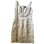 Tahari Arthur S Levine Cocktail Dress & Jacket combo Size 6 Metallic Cream Photo 8