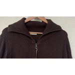 Old Navy VTG Brown Ribbed Zip Up Sweater Women’s Medium Wool Blend Mock Neck Photo 1