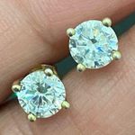 Sterling Silver HAUTE JEWELS 925 Gold Vermeil Solitaire Stud 4mm Earrings 1.8g Photo 0