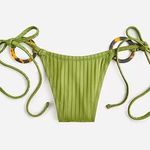 J.Crew NWT Green Wide Rib Curved Waist Cheeky String Bikini Bottom Photo 0