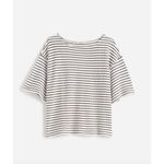 Madewell  Embroidered Boxy Knit Tee Striped Cotton Blend Ivory Relaxed Small NWT Photo 5