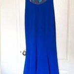 Marchesa Notte Dress Floral Bird Embroidered Mesh Mermaid Maxi Blue 4 NWT Photo 1