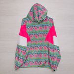 Simply Southern  Floral Windbreaker Jacket Pink Blue Hooded Pullover Women’s LG Photo 6