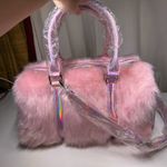 DOLLS KILL SUGAR THRILLZ PINK FAUX FUR SHAGADELIC HOLOGRAPHIC WEEKENDER NWT Photo 6