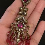 Indian Tikka Brass & Ruby Magenta Chandelier Earrings Pink Photo 4