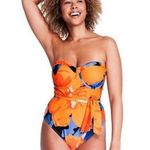Tabitha Brown x Target Orange Black Underwire Strapless 1 pc Swimsuit Swim XS Photo 0