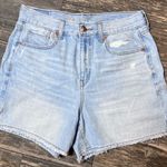American Eagle AE Light Wash Denim Shorts Womens Size 4 Highest Rise Baggy Beach Blue Photo 0