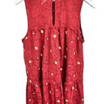 Mi Ami Embroidered Lace Swing Dress L Mini Sleeveless Tiered Flowy Bohemian Brown Size L Photo 8