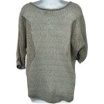 Revolve Nation LTD  Gray Gold Sparkle Open Knit Half Dolman Sleeve Sweater size S Photo 6