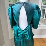 Vintage 80s Dk Green Satin Backless Oversized Bow Floor Length Prom Dress AS IS Size undefined Photo 15