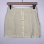 ZARA Linen Blend Mini Skirt Button Front Spring Yellow Easter Women's Size XS Photo 0