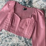 ZARA  Faux leather puff sleeve crop top marsala pink Photo 4