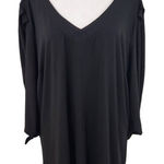 Ashley Stewart  Black Blouse with Tie Sleeves and Pleated Shoulders Size 18/20 Photo 0