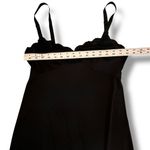 Vtg Komar Black Slip Dress Silky Lace Trim Side Slit Dress Sz 36 Average Photo 5