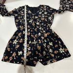 Sugar Lips  Navy Blue Floral Long‎ Bell Sleeve Boho Romper Size M Photo 9