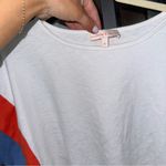 Anthropologie Hailey & Co oversized tee knit patchwork statement sleeves cobalt cap top Photo 4