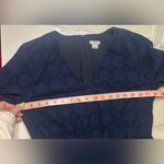 J.Crew  Navy Blue Eyelet Style V-Neck Dress Size 8 Long Sleeve Mini 100% Cotton Photo 3