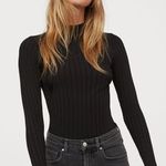H&M Mockenck Ribbed Knit Sweater Fitted Long Sleeve Black Women's Small Photo 0