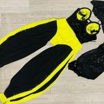 Belly dancing rave costume cosplay yellow black light costume hand made 6 Photo 0