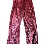 Forever 21 Sequins Pant Set Button Down Shirt Wide Leg Small Pink Glam Party NWT Photo 6