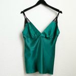 Topshop 13R07QGRN Emerald Green Satin Lace Trim Slip Cami Top Size 10 NWT Photo 1