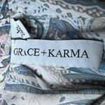 Grace Karma Tiered Dress Womens XL Paisley Long Sleeve Ruffle Collar Bohemian Blue Size 1X Photo 4