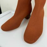 Joie  Revolve Neely Sock Ribbed Ankle Booties Sz 8.5 Chestnut Brown Block Heel Photo 7