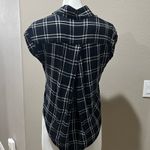 Jachs Girlfriend Jach’s Girlfriend women’s short sleeve black plaid button up blouse top Photo 6