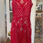 Bardot  Red Lace Embroidered Sheath Dress Size 4/XS- Lipstick Red Photo 0