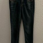 Tory Burch Dark Wash Gold Logo Hardware Low Rise Super Skinny Jeans SIZE 25 Photo 0