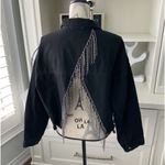 Black Denim Rhinestone Fringe Detailing Jacket Size L Photo 2