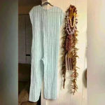 Monrow New NWT Pinstripe Gauze Flowy Jumpsuit Sea Foam Teal Cover Up Acacia $198 Photo 1