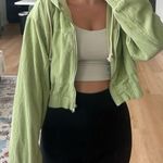 Double Zero Cropped Green Ribbed Jacket Photo 4