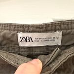 ZARA Cargo Pants High Rise Straight Leg Army Green Pockets Silver Relaxed fit 2 Photo 13