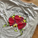 Ed Hardy  Gray Crop Top with Red Hearts Photo 3
