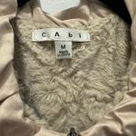 CAbi  Faux Shearling Lined Champagne Satin Zip Vest | Cozy Chic Neutral Layering Photo 3