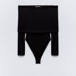 ZARA  NWT off shoulder long sleeve stretchy bodysuit fitted top Photo 4